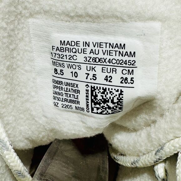 Converse Chuck Taylor Crafted 173212C M 8.5/W 10 Boots Egret Natural Ivory White - Picture 12 of 13